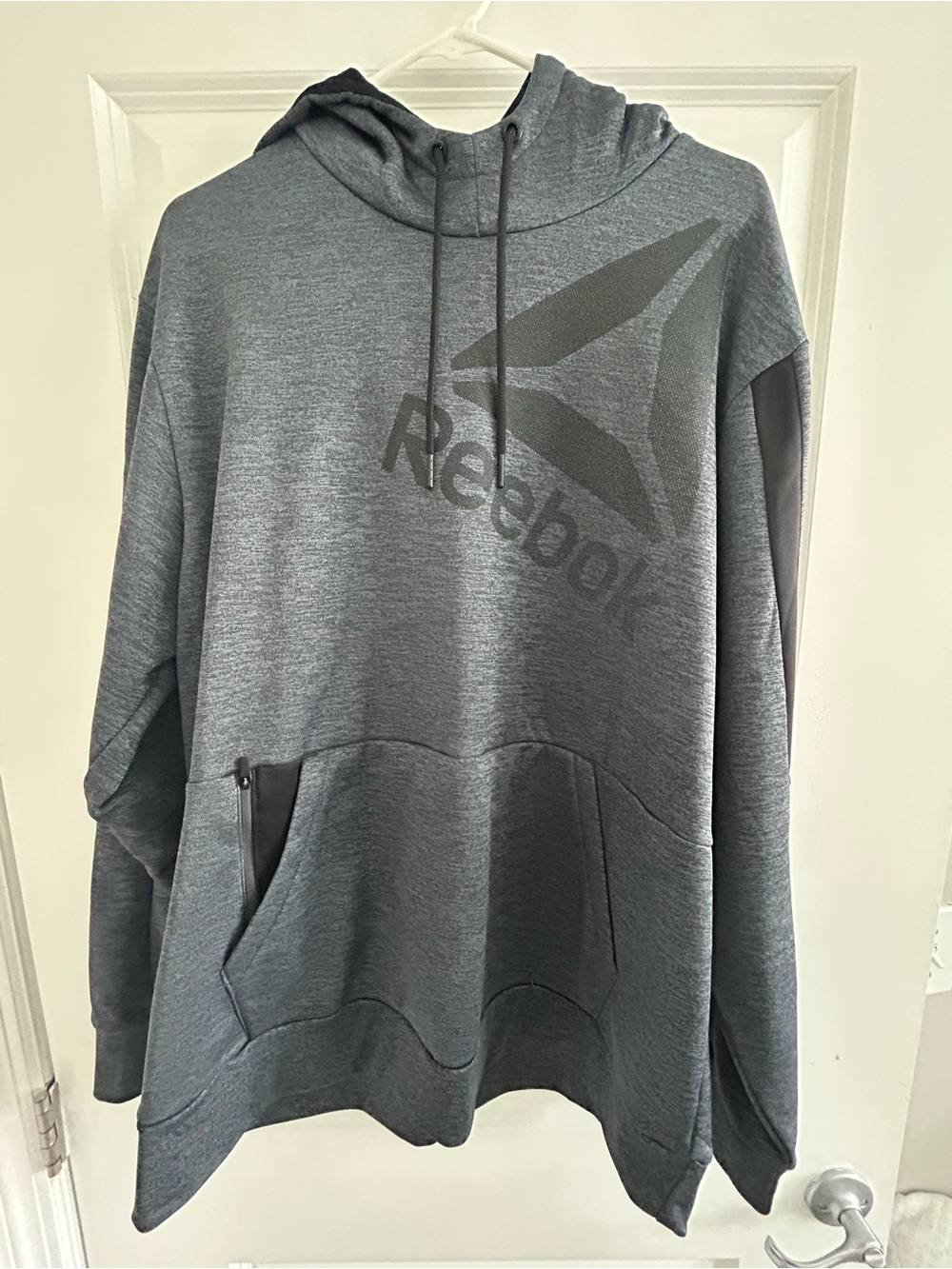 Reebok Men's Gray/Blue Hooded Pullover Sweatshirt